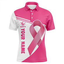 Load image into Gallery viewer, Breast Cancer Pink Ribbon Mens Golf Polo Shirts Custom Name Golf Shirts For Men Golfing Gifts LDT1351