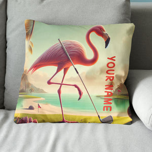 Golf Flamingo Tropical Custom Pillow Personalized Golf Gifts For Golfer LDT1169