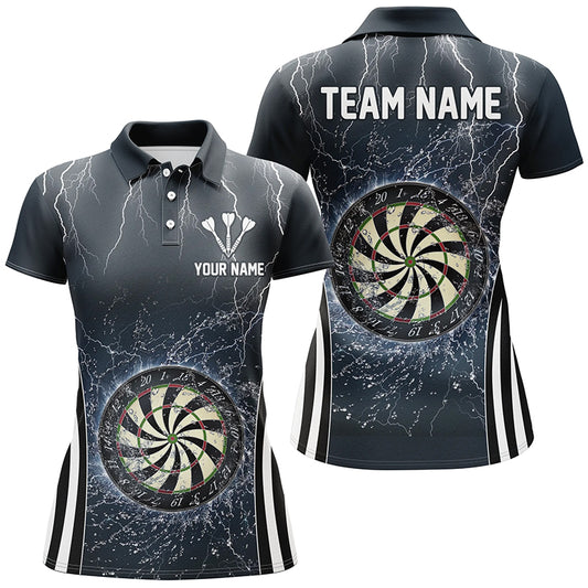 Navy Blue Thunder Lightning Darts Polo Shirts Custom Dart Shirts For Women Dart Jerseys LDT1361