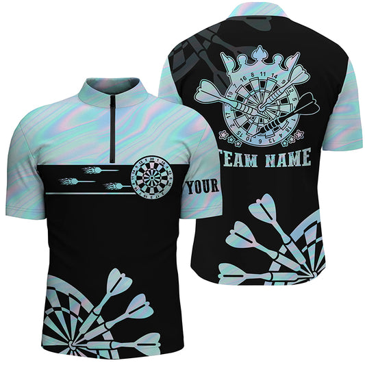 Holographic Tie Dye Mens Darts Quarter Zip Shirt Custom Darts Shirt For Men Dart Jerseys LDT1366