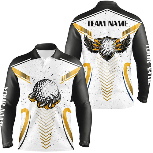 Eagle Golf Ball Custom White Grunge Golf Mens Polo Shirt Team Golf Shirts For Men Golf Gifts LDT0716