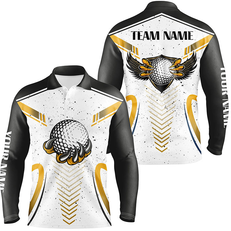 Eagle Golf Ball Custom White Grunge Golf Mens Polo Shirt Team Golf Shirts For Men Golf Gifts LDT0716