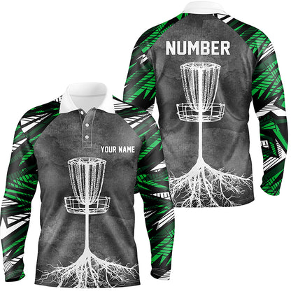 Mens Disc Golf Polo Shirt Grey Green Camo Custom Disc Golf Shirts For Men Golf Gifts LDT0726