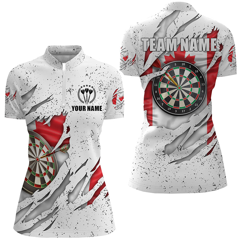 Canada Flag Grunge Darts Quarter-zip Shirts Custom Patriotic Dart Shirts Jersey For Women LDT1367