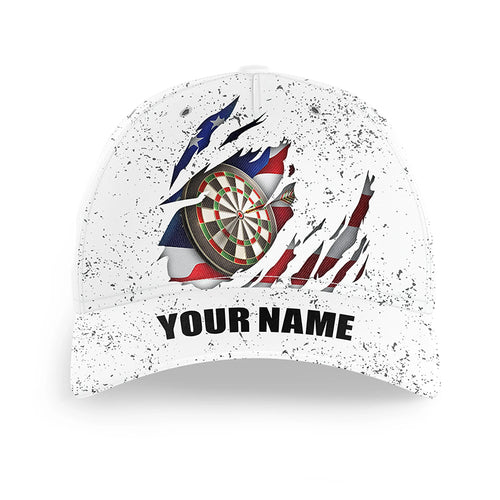 American Flag White Grunge Baseball Darts Cap Custom Patriotic Dart Hats For Dart Players LDT1369