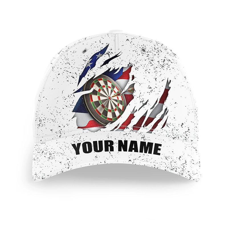 American Flag White Grunge Baseball Darts Cap Custom Patriotic Dart Hats For Dart Players LDT1369