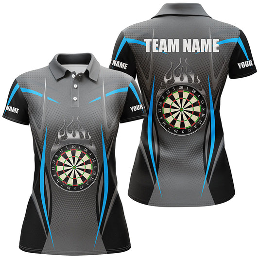 Blue Grey Sports Style Womens Darts Polo Shirt Custom Darts Shirt For Women Dart Jerseys LDT1382