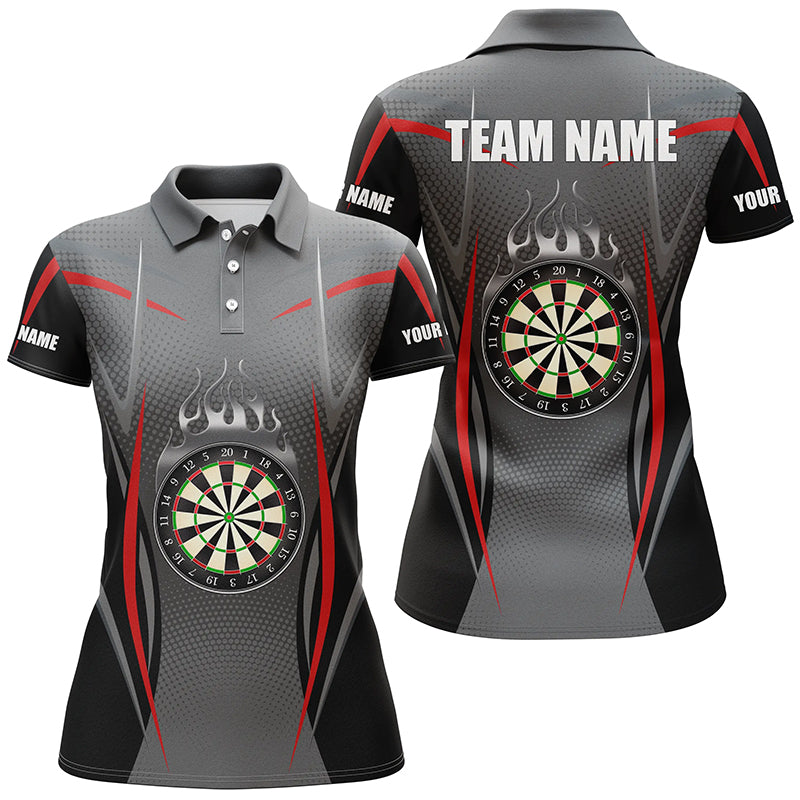 Red Grey Sports Style Womens Darts Polo Shirt Custom Darts Shirt For Women Dart Jerseys LDT1384
