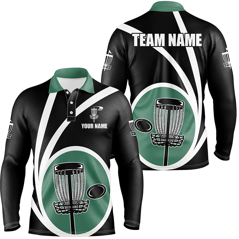 Customized Black Green Mens Disc Golf Polo Shirts Cool Disc Golf Shirt For Team Golf Gifts LDT0744