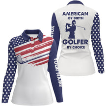 Load image into Gallery viewer, Women American Flag Patriotic Golf Shirt, Custom Polo Golf Shirts For Women, Golf Gifts LDT0010