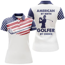 Load image into Gallery viewer, Women American Flag Patriotic Golf Shirt, Custom Polo Golf Shirts For Women, Golf Gifts LDT0010