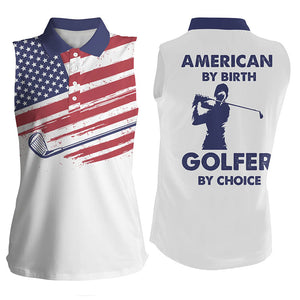 Women American Flag Patriotic Golf Shirt Custom Name Sleeveless Polo Golf Shirts For Women Golf Gifts LDT0010