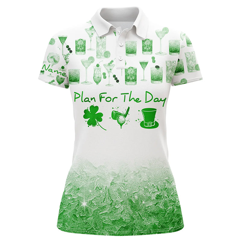 Plan For The Day St Patrick Day Watercolor Green Golf Polo Shirts Funny Golf Shirts For Women LDT1399