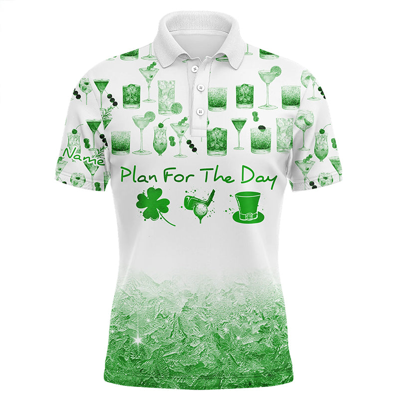 Plan For The Day St Patrick Day Watercolor Green Mens Golf Polo Shirts Funny Golf Shirts For Men LDT1399