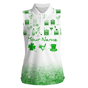 Plan For The Day St Patrick Day Watercolor Green Womens Sleeveless Polo Shirts Funny Golf Shirts For Women LDT1399