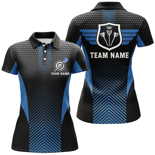 Black Blue Geometric Darts Polo Shirt Custom Cool Darts Shirt For Women Darts Jersey LDT0779