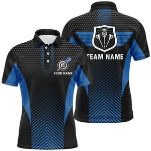 Black Blue Geometric Darts Men Polo Shirt Custom Cool Darts Shirt For Men Darts Jersey LDT0779