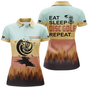 Eat Sleep Disc Golf Repeat Shirt Vintage Custom Name Disc Golf Shirts For Women, Golf Gifts LDT0204