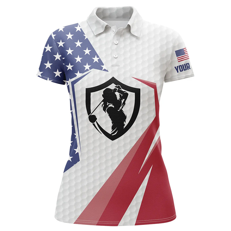American Flag Womens Golf Polos Personalized Us Flag Golf Tops For Women Patriotic Golf Gifts LDT0208
