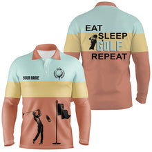 Load image into Gallery viewer, Eat Sleep Golf Repeat Mens Polo Shirts, Customized Colorful Vintage Golf Shirts For Men LDT0216