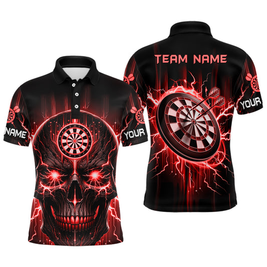 Black Red Skull Mens Darts Polo Shirt Custom Scary Darts Shirt For Men Dart Jerseys LDT1433