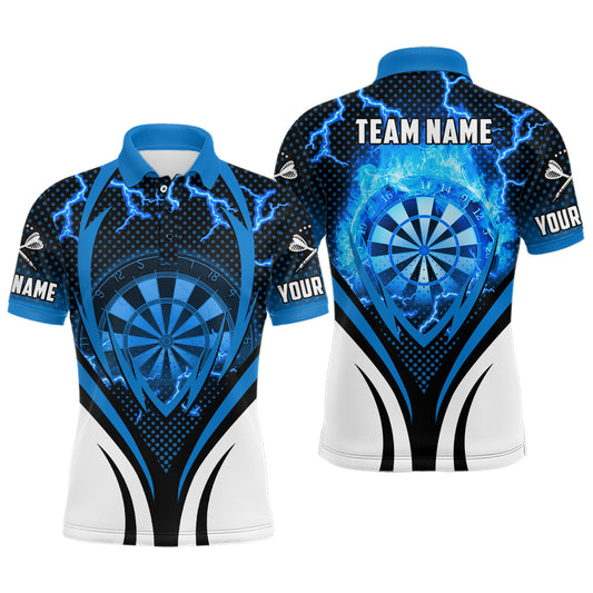 Blue Thunder Lightning Mens Darts Polo Shirt Custom Cool Darts Shirt For Men Dart Jersey LDT1232