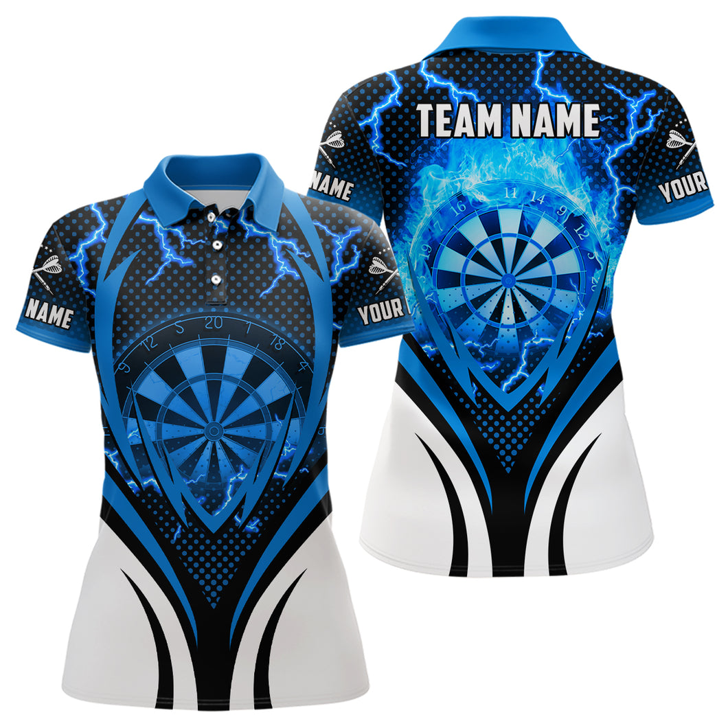 Blue Thunder Lightning Women Dart Polo Shirt Custom Cool Darts Shirt For Women Dart Jersey LDT1232