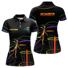 Load image into Gallery viewer, Rainbow Women Disc Golf Polo Shirt Custom Number Disc Golf Basket Personalized Disc Golf Tops LDT1014