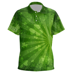 Green Clovers Halo All Over Print Kids Golf Polo Shirt St Patrick Day Golf Shirts For Kid LDT1019