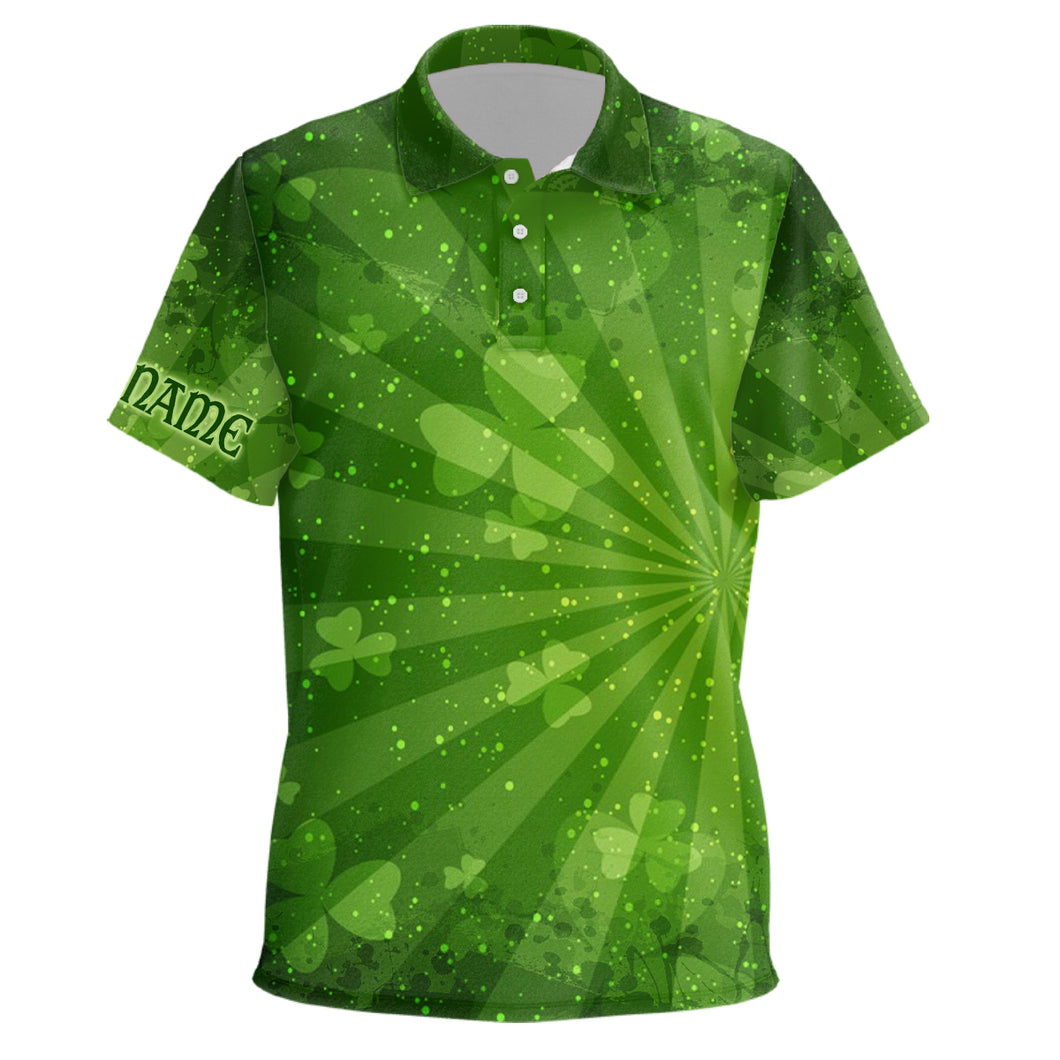 Green Clovers Halo All Over Print Kids Golf Polo Shirt St Patrick Day Golf Shirts For Kid LDT1019