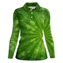 Load image into Gallery viewer, Green Clovers Halo All Over Print Womens Golf Polo Shirt St Patrick Day Golf Shirts For Women LDT1019