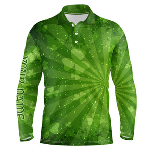 Green Clovers Halo 3D All Over Print Mens Golf Polo Shirt St Patrick Day Golf Shirts For Men LDT1019