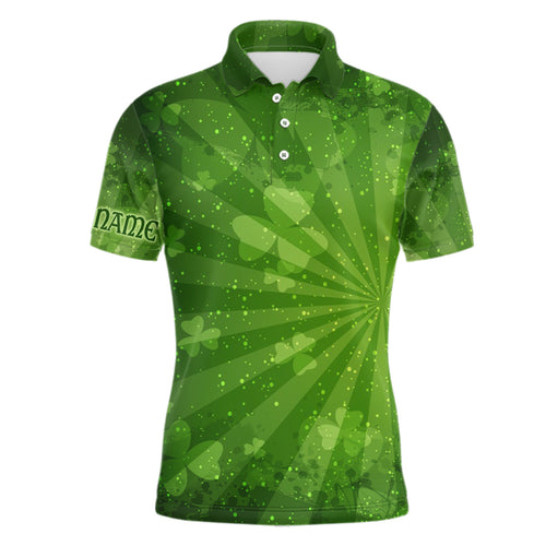 Green Clovers Halo 3D All Over Print Mens Golf Polo Shirt St Patrick Day Golf Shirts For Men LDT1019