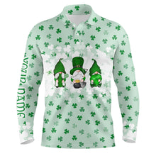 Load image into Gallery viewer, St. Patrick&#39;s Day Watercolor Gnomes On Green Clover Mens Golf Polo Shirts Funny Golf Shirts For Men LDT1020