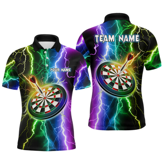 Colorful Thunder Lightning Mens Darts Polo Shirt Custom Darts Shirt For Men Dart Jerseys LDT1439