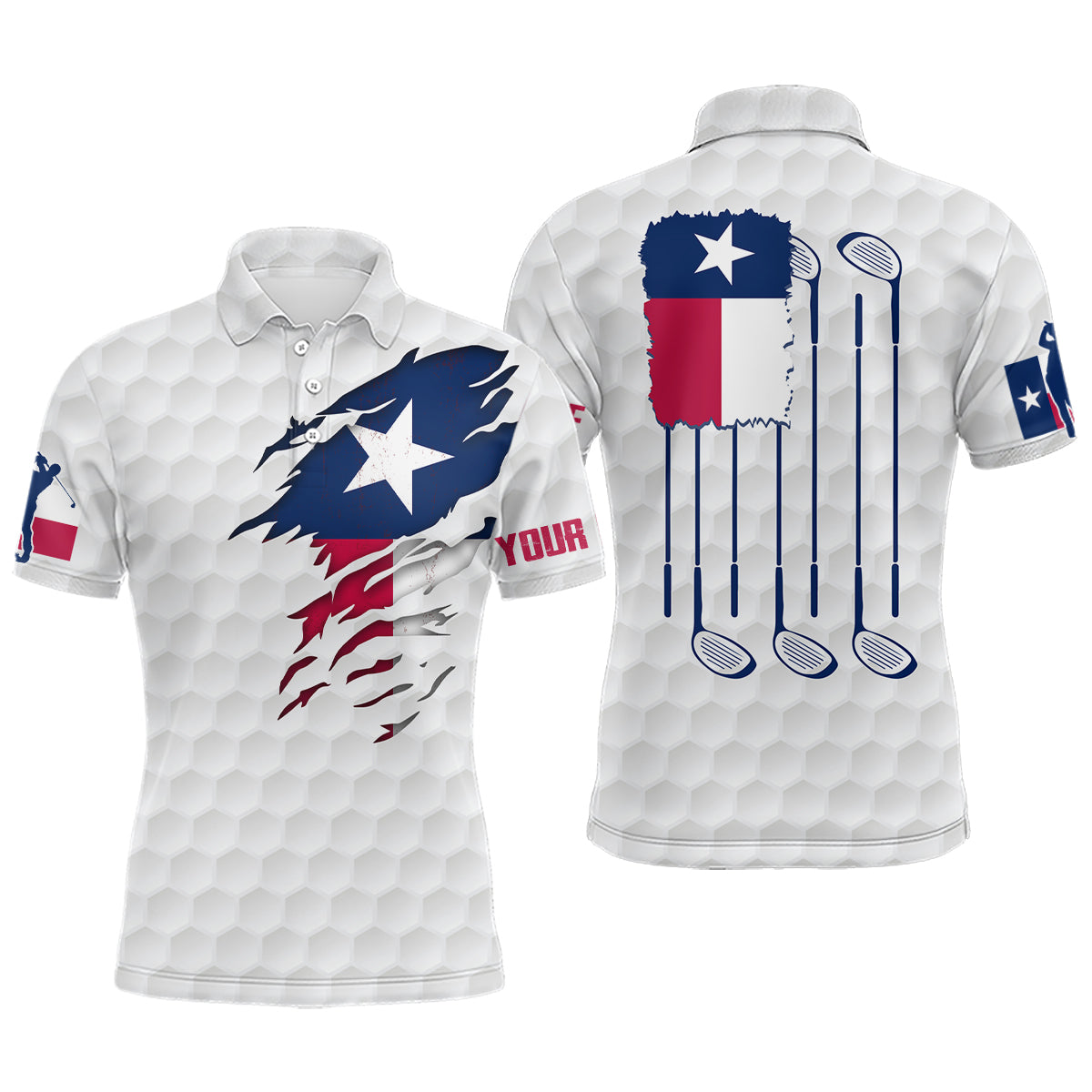 StatelyFlagClothes Texas Flag Golf Shirt designedby Stately for All Texans. This Golf Shirt Is Worn by Both Guys and Gals.