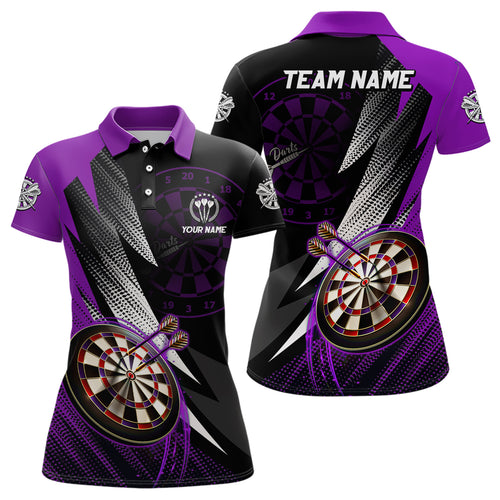 Personalized Black Purple Womens Darts Polo Shirt Custom Darts Shirt For Women Team Jersey LDT1218