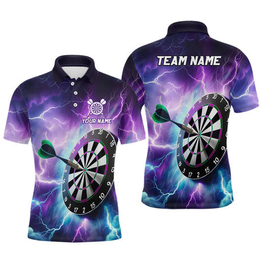 Purple Thunder Lightning Mens Darts Polo Shirt Custom Darts Shirt For Men Dart Jerseys LDT1444