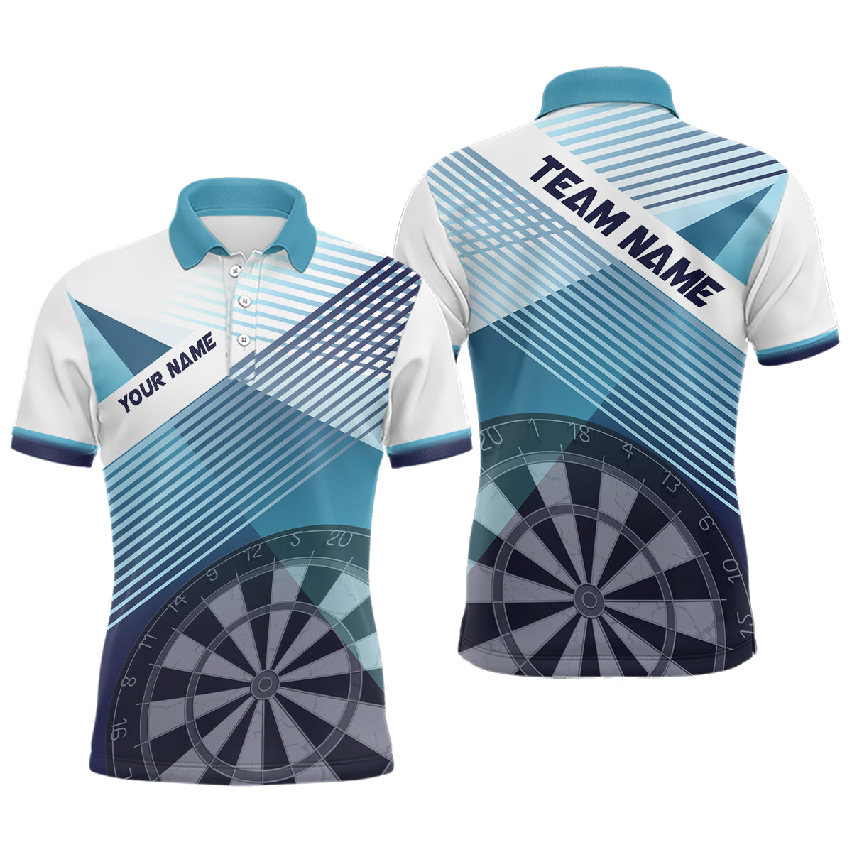 Silhouette White Blue Mens Dart Polo Shirts Personalized Cool Dart Jerseys For Men LDT0823