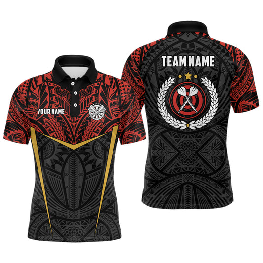 Personalized Red Yellow Tribal Pattern Men Darts Polo Shirt Custom Dart Jerseys For Men LDT0826