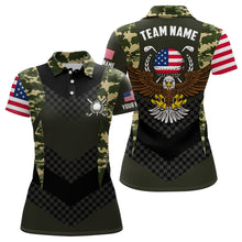 Load image into Gallery viewer, Womens Custom American Flag Camo Eagle Golf Polo Shirts Patriotic Golf Shirts For Women LDT0231