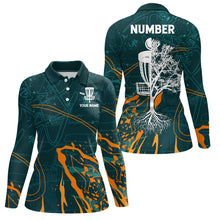 Load image into Gallery viewer, Personalized Disc Dude Disc Golf Polo Shirt Custom Green Orange Disc Golf Shirts For Women LDT0846