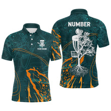 Load image into Gallery viewer, Personalized Disc Dude Disc Golf Mens Polo Shirt Custom Green Orange Disc Golf Shirts For Men LDT0846