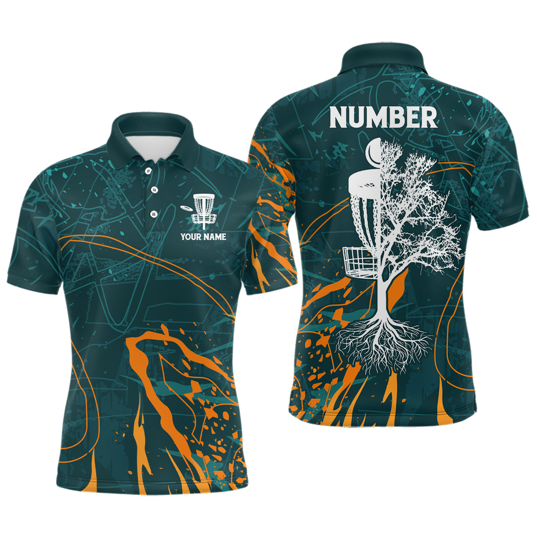 Personalized Disc Dude Disc Golf Mens Polo Shirt Custom Green Orange Disc Golf Shirts For Men LDT0846