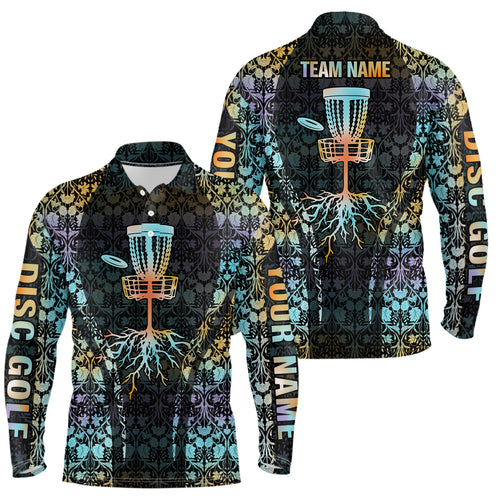 Personalized Floral Pattern Disc Golf Mens Polo Shirt Custom Disc Golf Shirts For Men Golf Gifts LDT0847