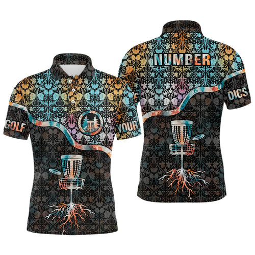 Personalized Floral Pattern Disc Golf Mens Polo Shirt Custom Disc Golf Shirts For Men Golf Gifts LDT0848