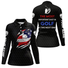 Load image into Gallery viewer, Patriotic American Flag Golf Polo Shirts Custom Name Skull Golf Shirts For Women Golfing Gift LDT0235