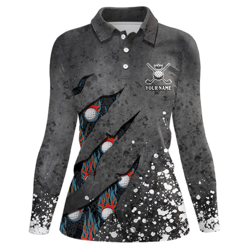 Paint Splash 3D Womens Golf Polo Shirts Personalized Flame Golf Shirts For Womens Golf Gifts LDT1050