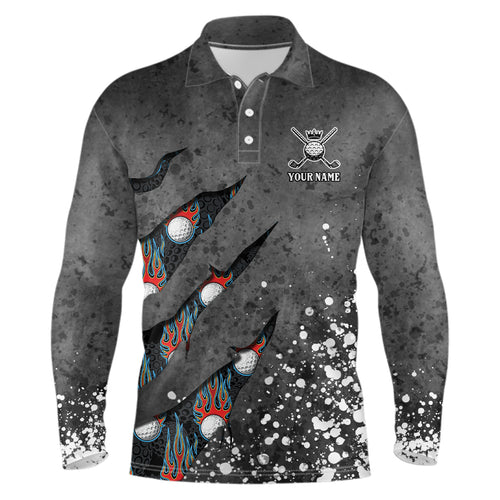 Paint Splash 3D Mens Golf Polo Shirts Personalized Fire Flame Golf Shirts For Mens Golf Gifts LDT1050