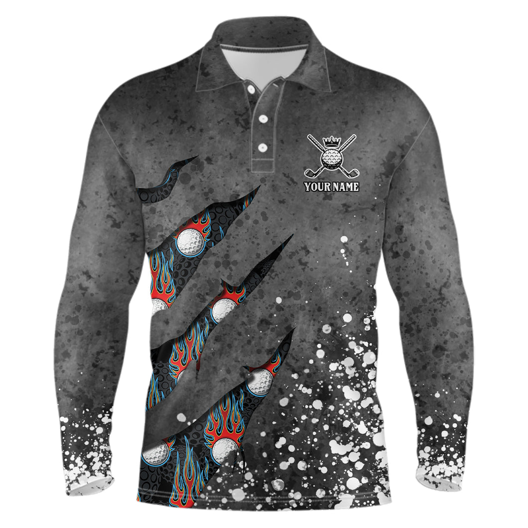 Paint Splash 3D Mens Golf Polo Shirts Personalized Fire Flame Golf Shirts For Mens Golf Gifts LDT1050